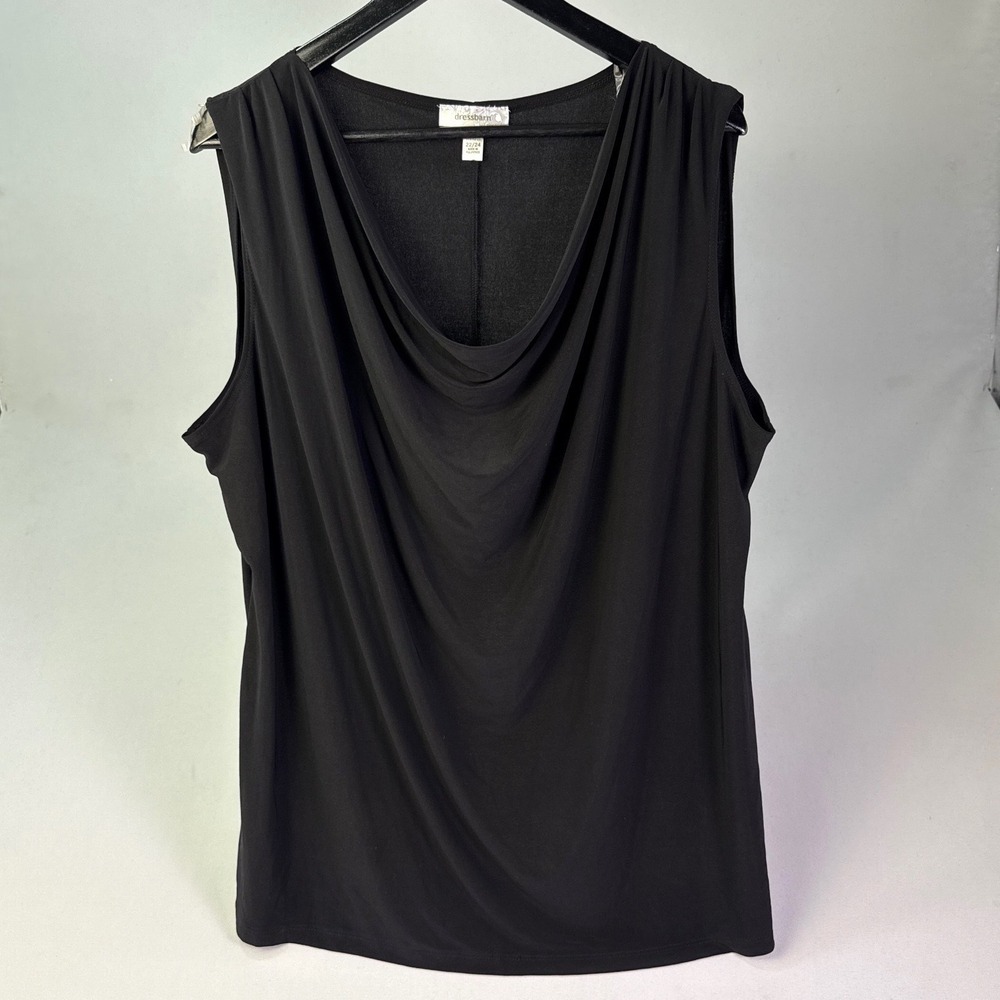 Dressbarn Woman Black Cowl Neck Sleeveless Knit Top Plus Size 22/24 Stretch
